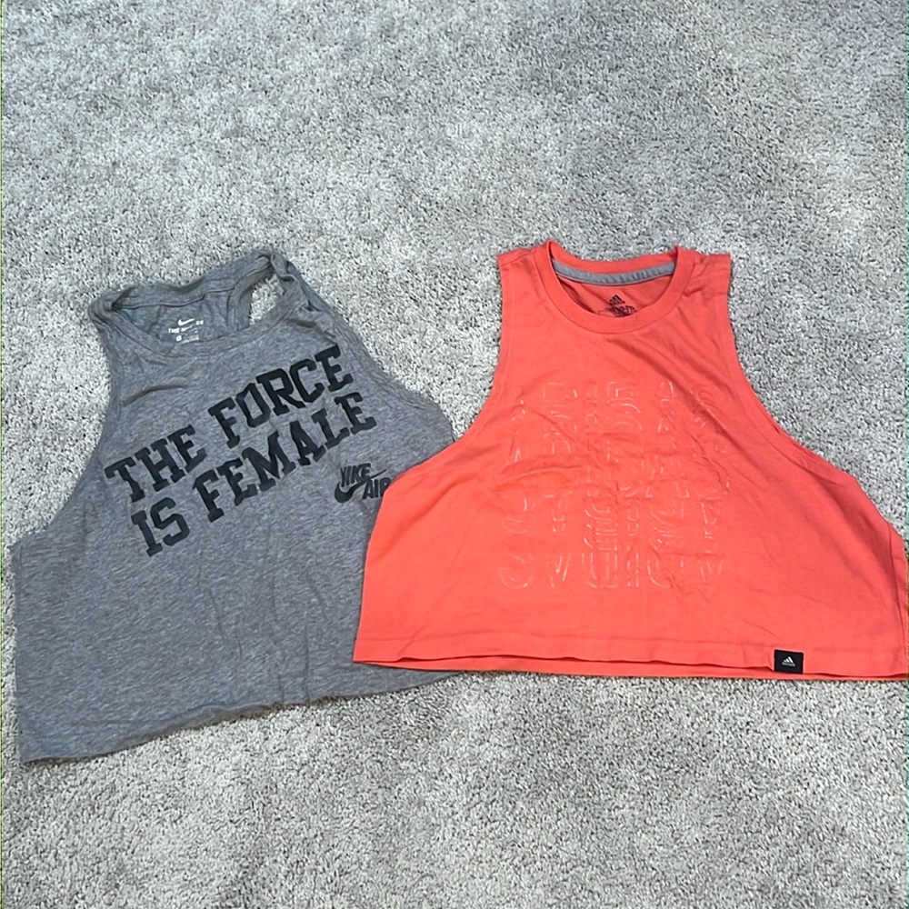 Bundle of Nike and Adidas muscle crop tops